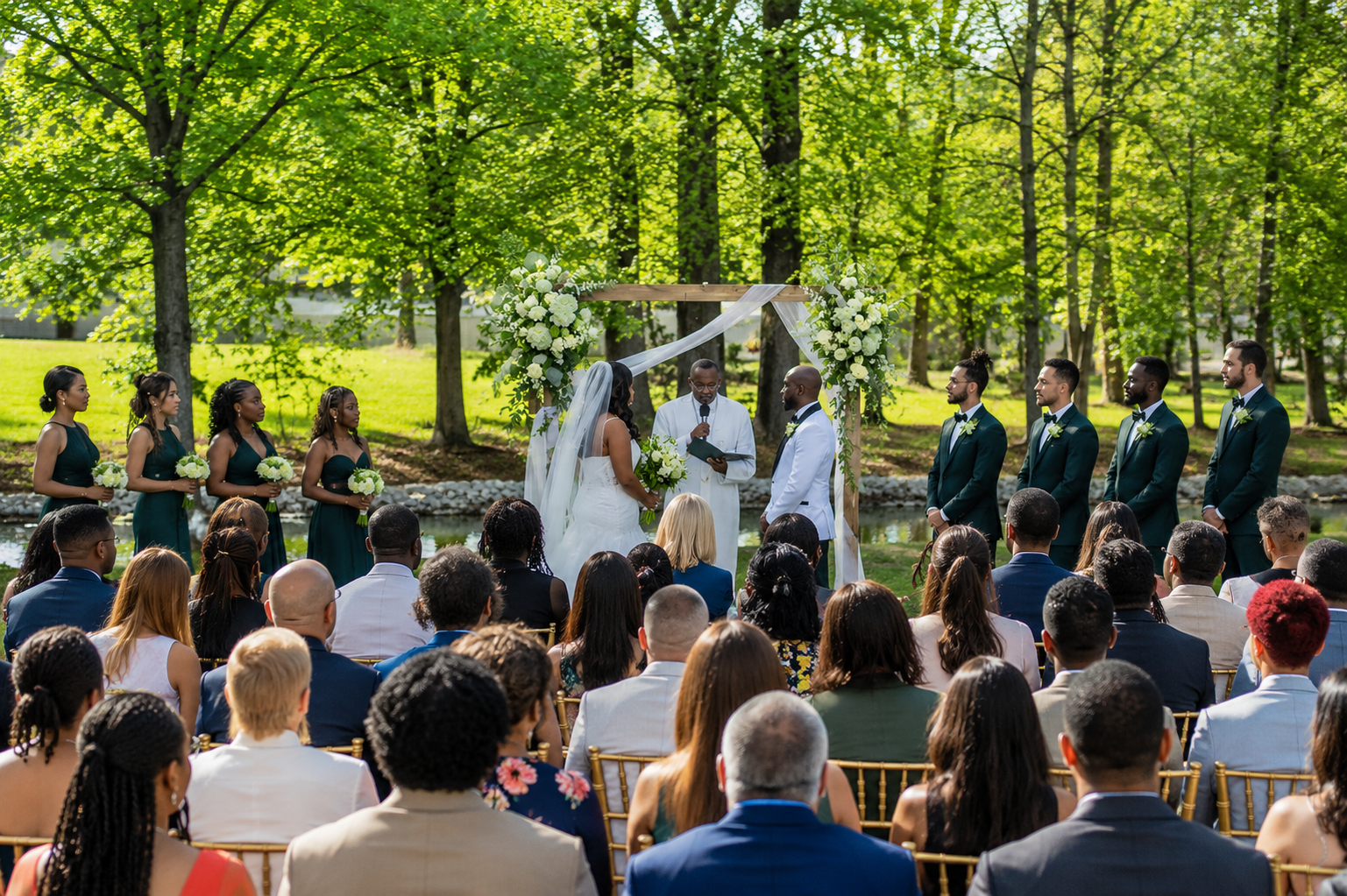 Outdoor wedding ceremony at Kennebec Woods